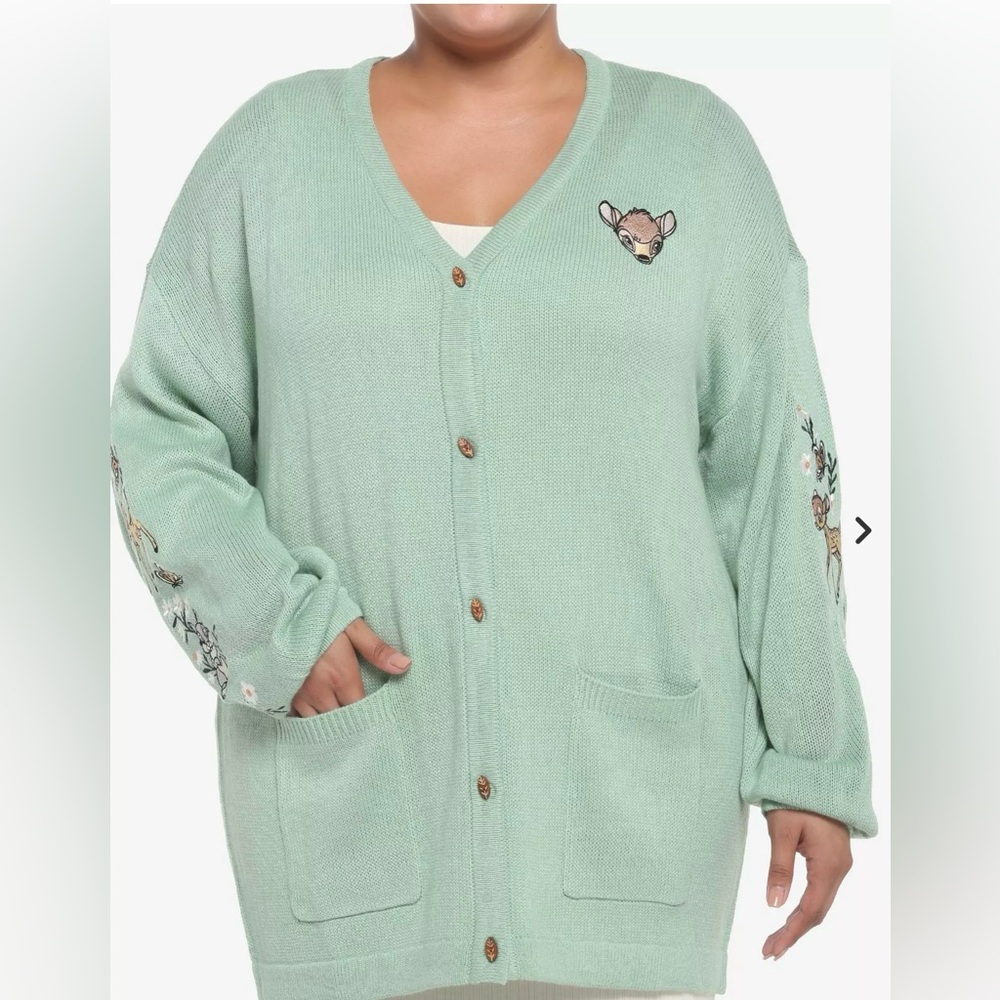 NWT Her Universe Disney Bambi and Thumper mint green cardigan sweater 3X